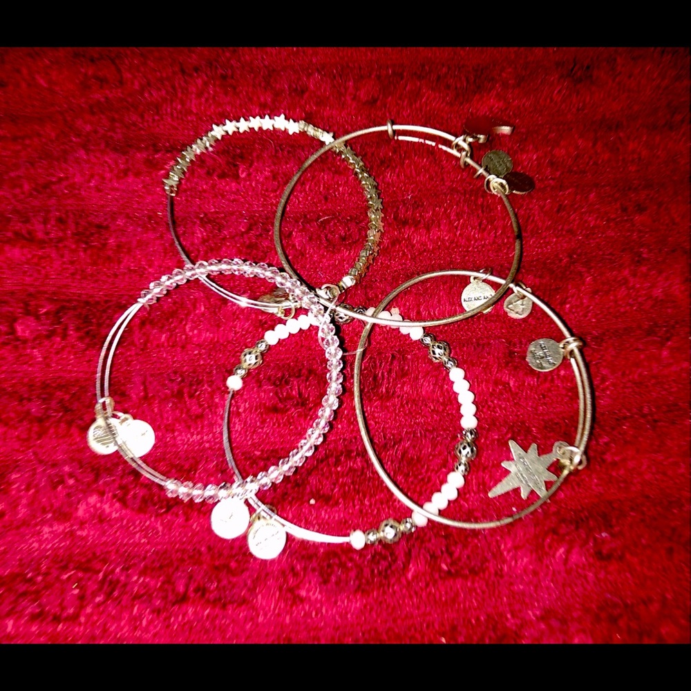 Set of 5 Alex and Ani bracelets